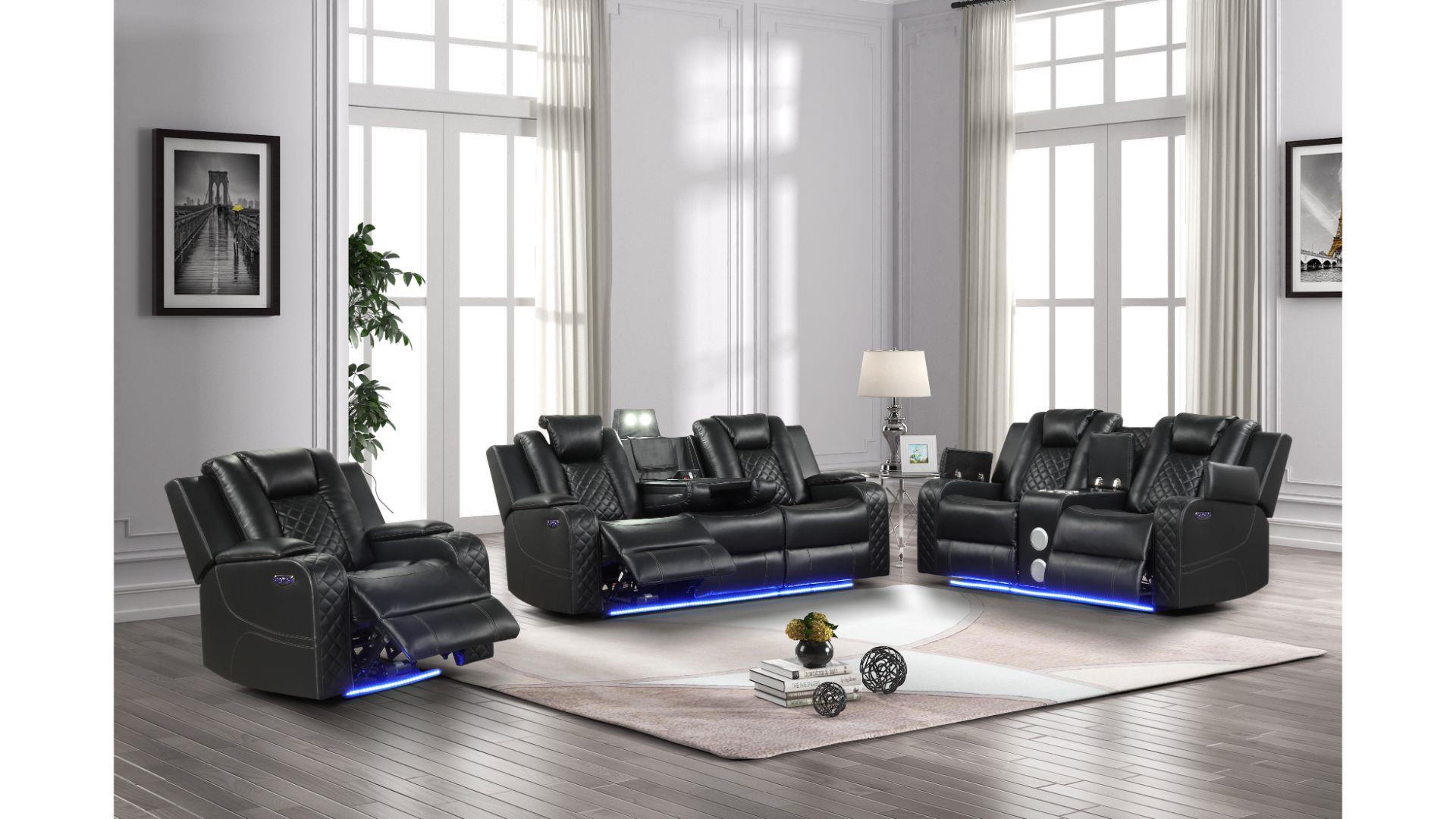 Benz 2 Pc Living Room Set in Black