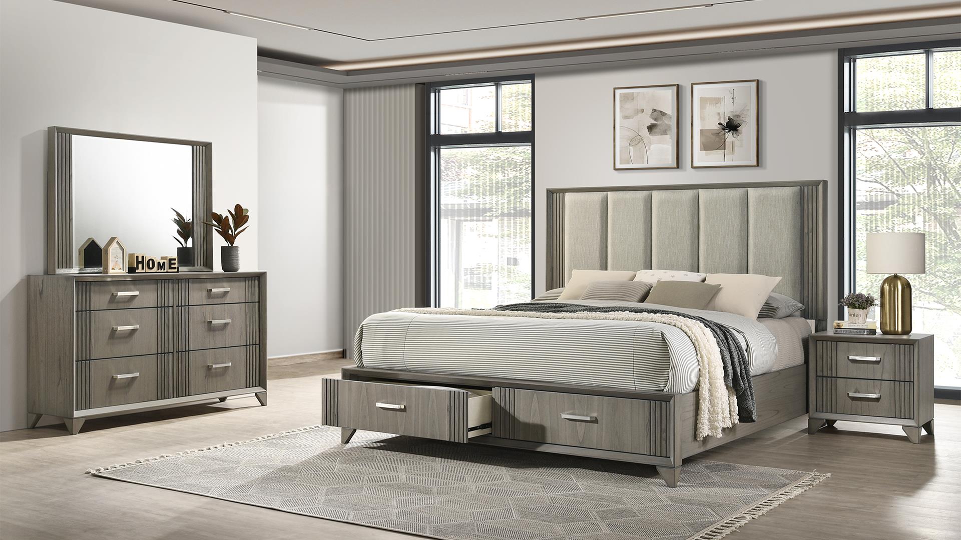 Hugo Queen 4 Pc Bedroom Set Gray