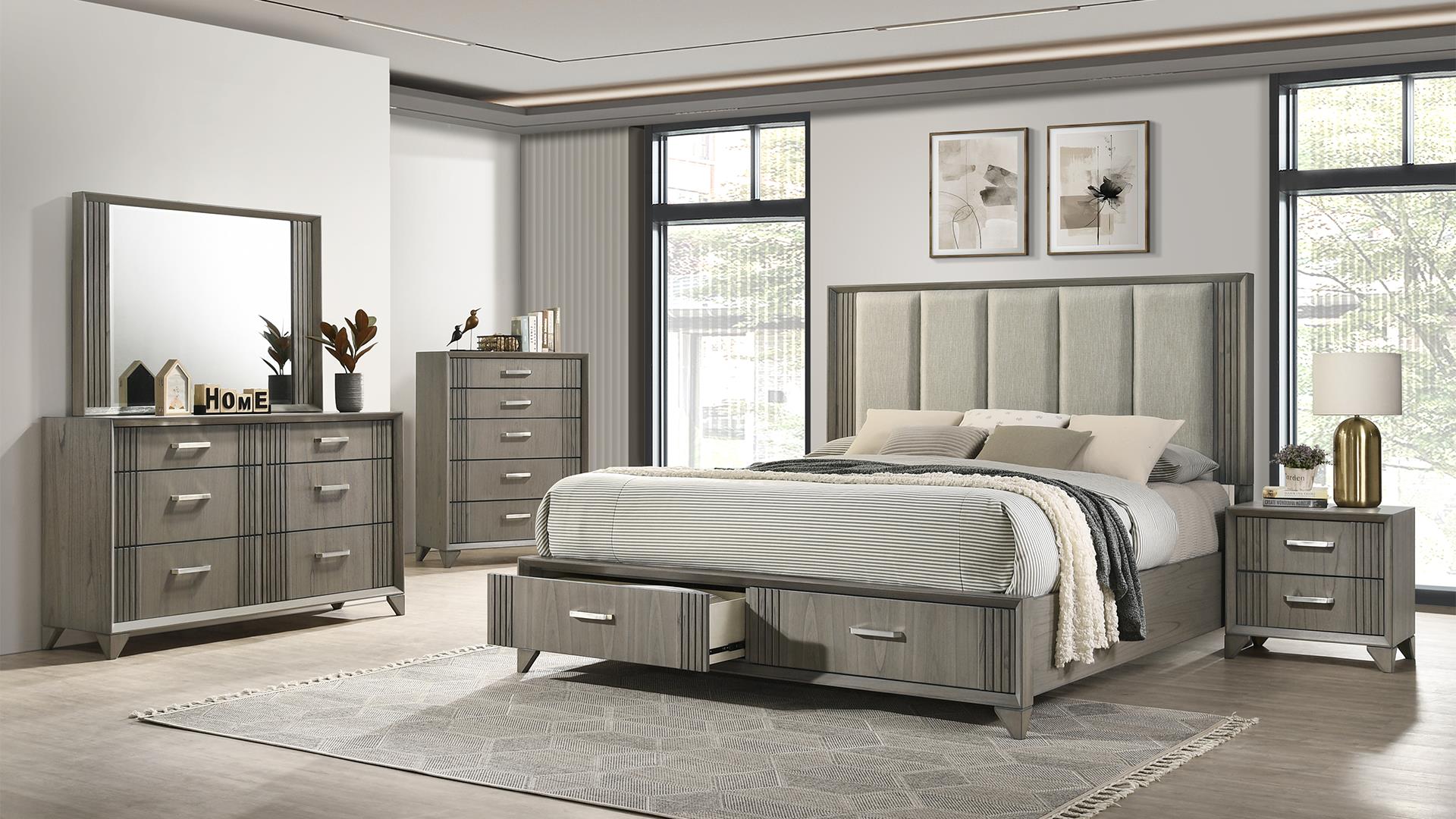 Hugo Queen 5 Pc Bedroom Set Gray