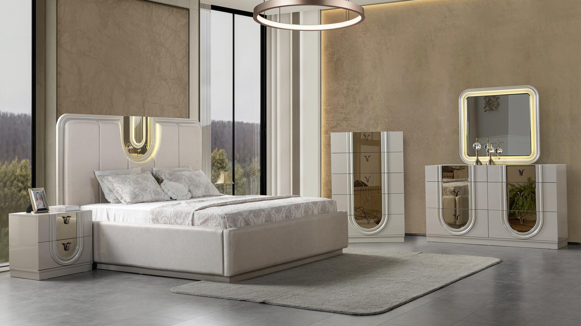 Lesli Queen 5 Pc Bedroom Set Beige