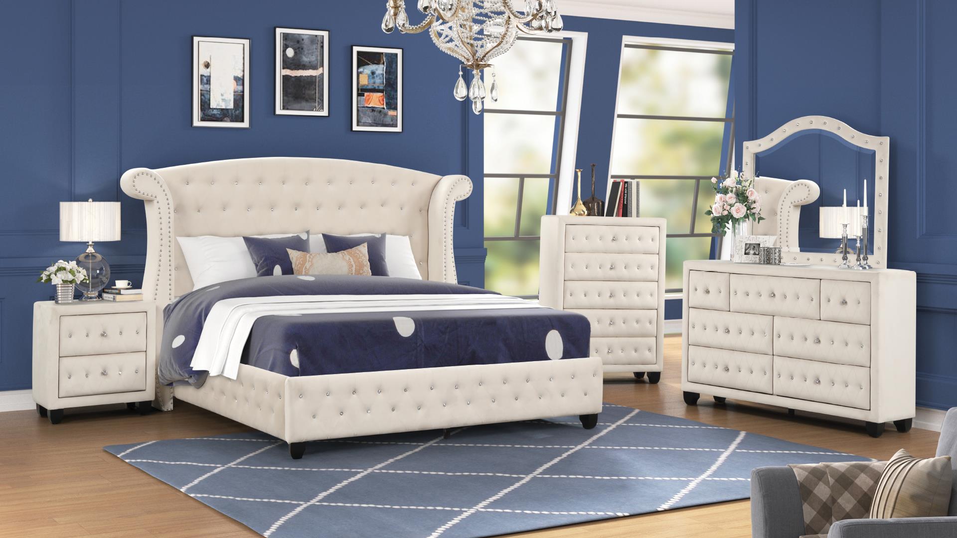 Sophia Navy Blue Bedroom Set by Galaxy Furniture